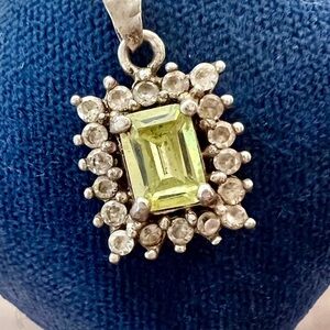 Vintage Lemon Citrine diamond pendant solid 925 Sterling Silver